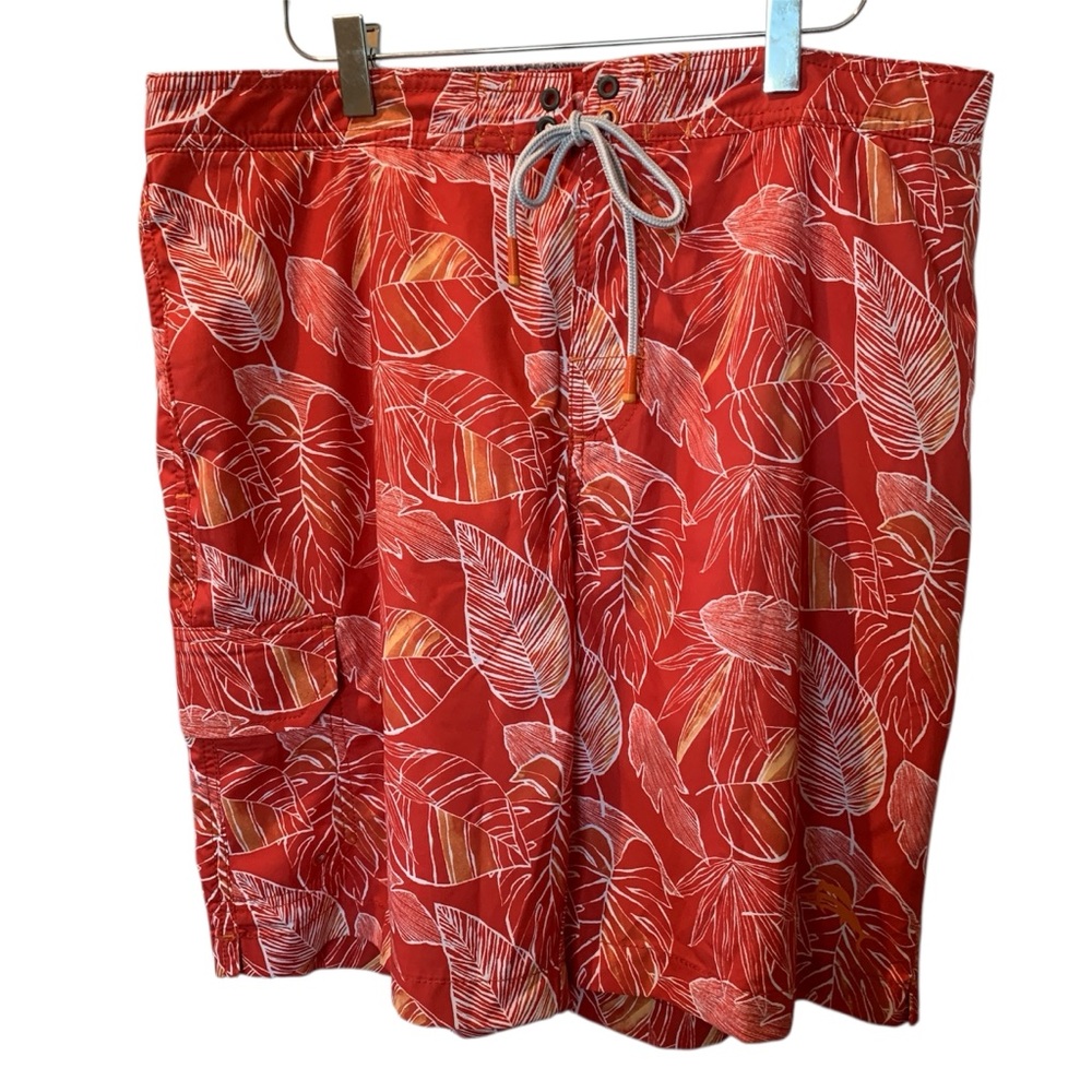 TOMMY BAHAMA Men’s Board Shorts Baja Bonita Cove Orange Swim Trunks Large